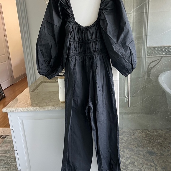 ULLA JOHNSON Amalie Balloon-Sleeve Jumpsuit: Black - Picture 8 of 10